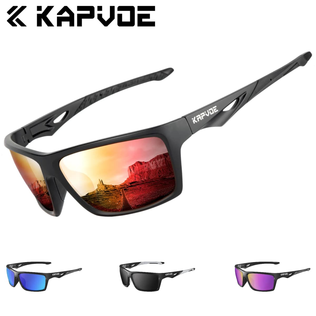 Kapvoe Polarized Sunglasses Fashion Outdoor Sports Uv400 Glasses Camping Fishing Goggles Hiking Running Glasses for Men Cycl