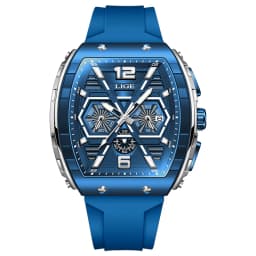 LIGE Men Watch Fashion Red Silicone Tonneau Sports Chronograph Quartz Wristwatch Casual Waterproof Watches For Men Reloj Hombre