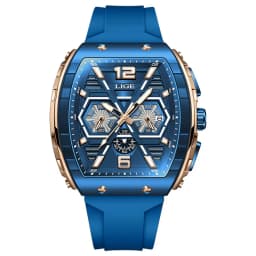 LIGE Men Watch Fashion Red Silicone Tonneau Sports Chronograph Quartz Wristwatch Casual Waterproof Watches For Men Reloj Hombre