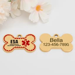 Personalized ESA Dog Tag Stainless Steel Custom Emotional Support Animal Pet ID Tags Bone Pet Tag Pendants