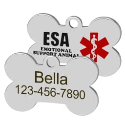 Personalized ESA Dog Tag Stainless Steel Custom Emotional Support Animal Pet ID Tags Bone Pet Tag Pendants