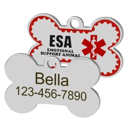 Personalized ESA Dog Tag Stainless Steel Custom Emotional Support Animal Pet ID Tags Bone Pet Tag Pendants