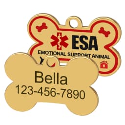 Personalized ESA Dog Tag Stainless Steel Custom Emotional Support Animal Pet ID Tags Bone Pet Tag Pendants