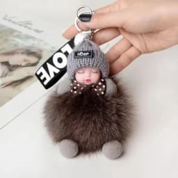 Cute Fluffy Plush Sleepy Doll Keychain For Women Bag Car Key Chain Kawaii Key Ring On Bag Car Trinket Pendant Gift