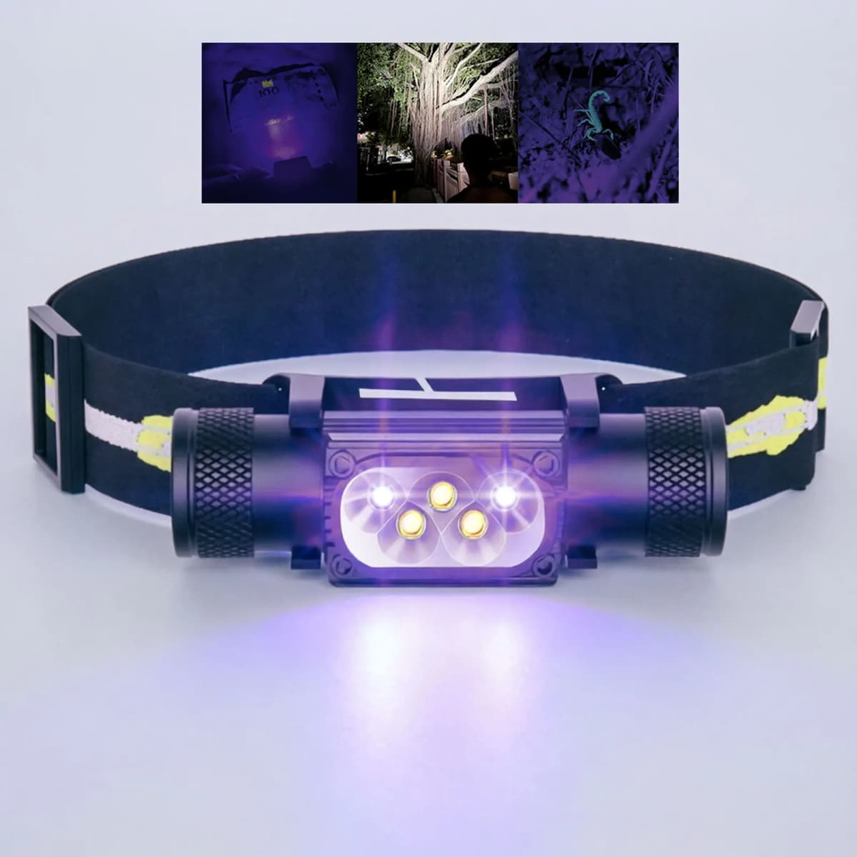 UV Headlamp Black Light 395 NM Ultraviolet Headlight Head Torch Flash Lamp Blacklight Detector for Dog Urine Pet Stain Bed Bug