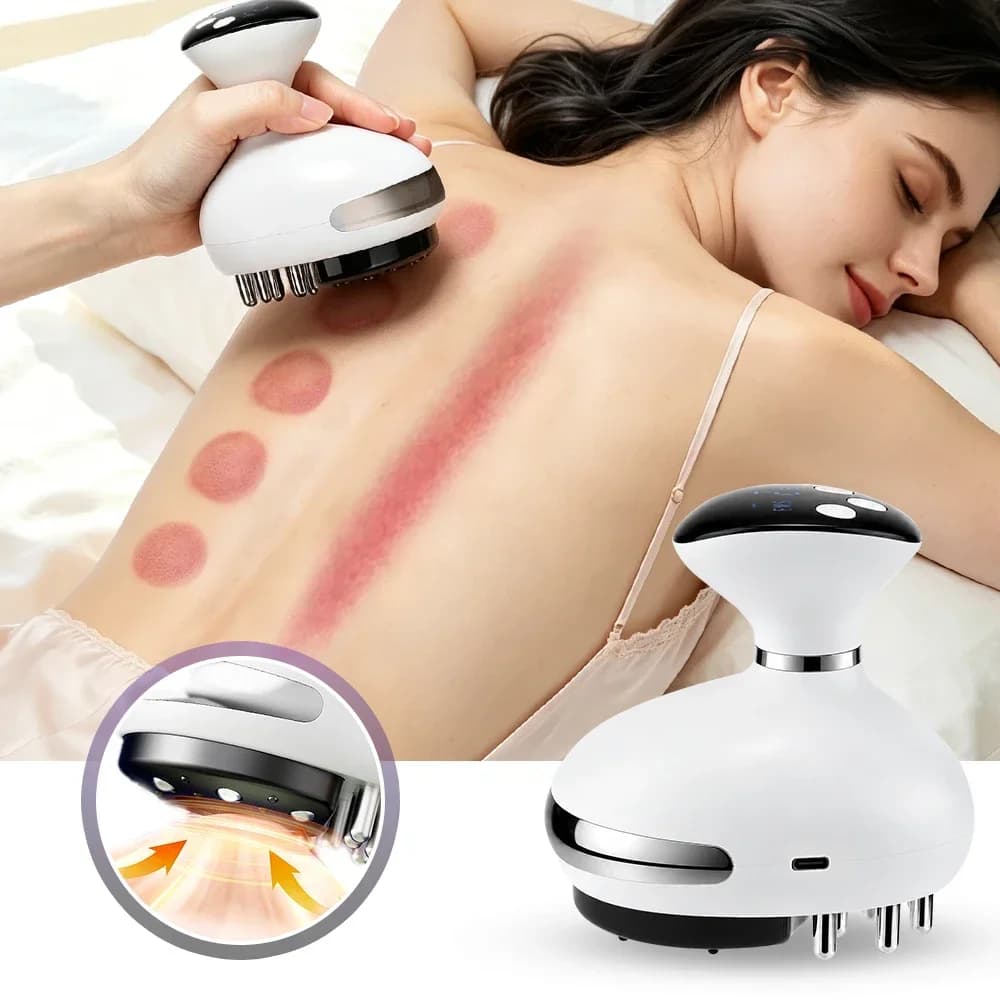 4in1 Electric Massage Meridian Brush Professional EMS Massager Cupping Gua Sha Vacuum Suction Body Back Muscle Cupping For Home