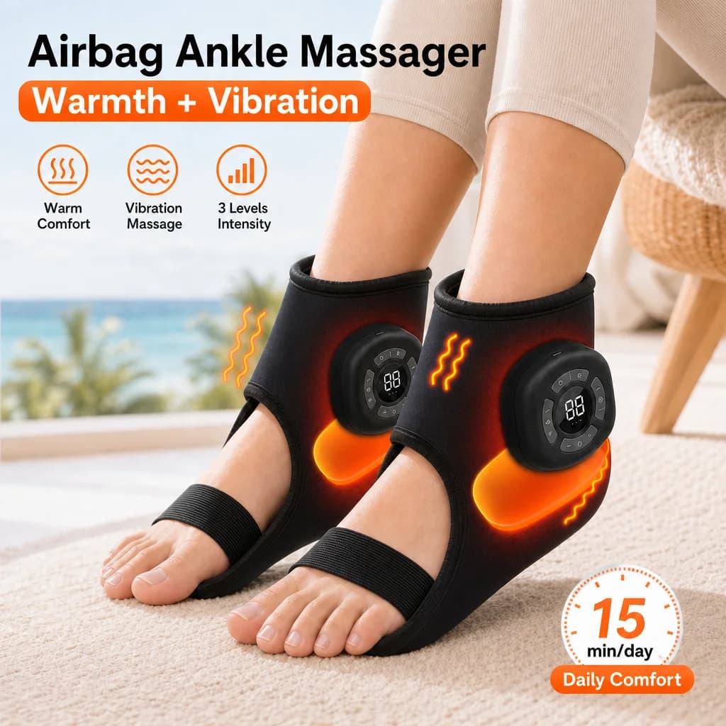 Wireless Air Pressure Foot Ankle Massager Electric Heating Vibration Massage Wrist Brace Airbag Compression Foot Muscle Relax