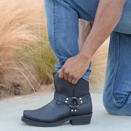 Men's Leather Boots Side Zipper Western Cowboy Boots Retro Men's Short Boots Lightweight Comfort Outdoors Boots Large Size 48