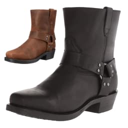 Men's Leather Boots Side Zipper Western Cowboy Boots Retro Men's Short Boots Lightweight Comfort Outdoors Boots Large Size 48