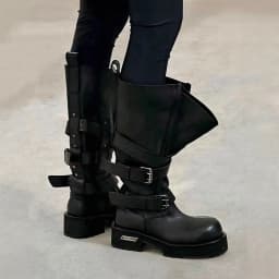 Modern Vintage Big Round Toe Height Increasing Boots Men's Belt Buckle Street Style Mid-Calf Boot Platform Motorcycle Boots