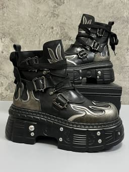 Men's 2024 Winter New Thick-soled Inner Heightening Fashion Fried Street Personality High-top Leather Boots