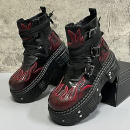 Men's 2024 Winter New Thick-soled Inner Heightening Fashion Fried Street Personality High-top Leather Boots