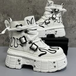 Men's 2024 Winter New Thick-soled Inner Heightening Fashion Fried Street Personality High-top Leather Boots