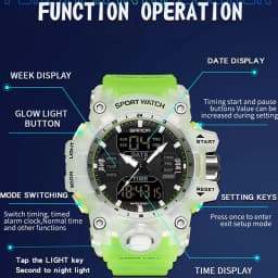 SANDA Dual Display Men Watches Waterproof Sports Watch Military Man Alarm Stopwatch Quartz Wristwatch Male LED Digital Clock6126