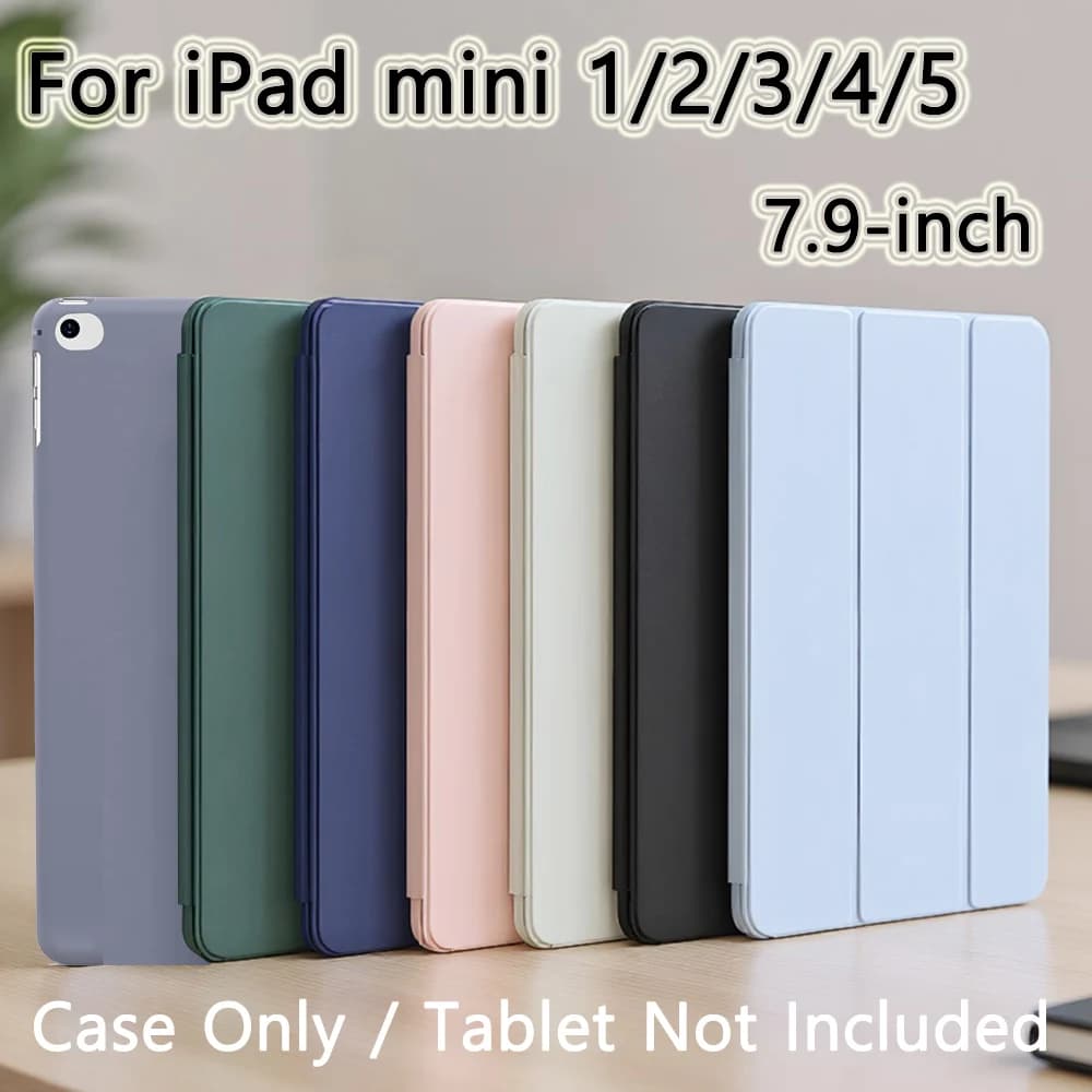 For Apple iPad Mini 1 2 3 4 5 1st 2nd 3rd 4th 5th Gen, Magnetic Flip Smart Cover for iPad Mini 1/2/3/4/5 7.9-inch Soft TPU Case