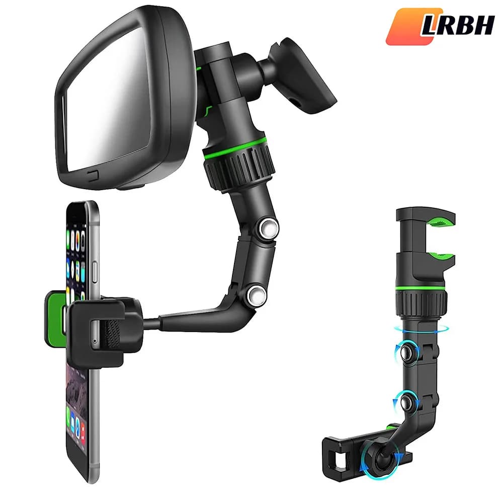 Rearview Mirror Phone Holder 360° Rotatable and Retractable Car Phone Mount Multifunctional Rear View Mirror Holder for All Car