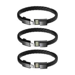Leather Rope Bracelet for Men Boys,Black Charging Cable Wristband,Simple Convenient Jewelry Gifts