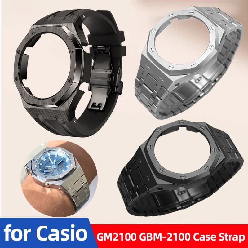 GM-2100 GBM2100 Stainless Steel Case Bezel metal Strap For Casio G-SHOCK GM2100 GBM-2100 Mod Kit Replacement Mod Refit Kit
