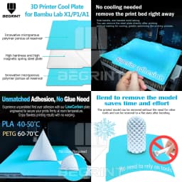 Build Plate 257x257 Spring Steel Sheet Peo H1H Pey Sheet A1 X1C P1S BambuLab PEI Build Plate 3d Printer Bamboo Lab Plate