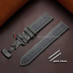 Genuine Cowhide Leather Band for Omega Business Watch Band for Seiko 14/16/18/20/22/24mm Butterfly Buckle Stitching Brown Straps