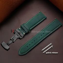 Genuine Cowhide Leather Band for Omega Business Watch Band for Seiko 14/16/18/20/22/24mm Butterfly Buckle Stitching Brown Straps
