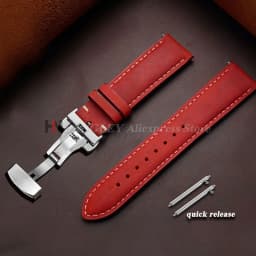 Genuine Cowhide Leather Band for Omega Business Watch Band for Seiko 14/16/18/20/22/24mm Butterfly Buckle Stitching Brown Straps