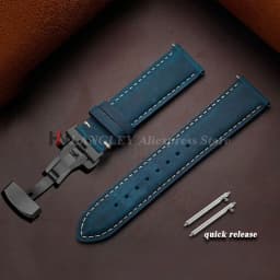 Genuine Cowhide Leather Band for Omega Business Watch Band for Seiko 14/16/18/20/22/24mm Butterfly Buckle Stitching Brown Straps