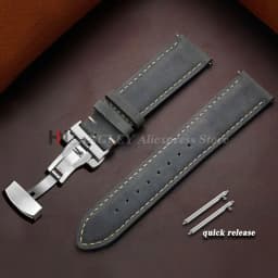 Genuine Cowhide Leather Band for Omega Business Watch Band for Seiko 14/16/18/20/22/24mm Butterfly Buckle Stitching Brown Straps