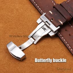 Genuine Cowhide Leather Band for Omega Business Watch Band for Seiko 14/16/18/20/22/24mm Butterfly Buckle Stitching Brown Straps