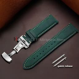 Genuine Cowhide Leather Band for Omega Business Watch Band for Seiko 14/16/18/20/22/24mm Butterfly Buckle Stitching Brown Straps