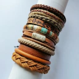 10 Pcs/set Black Wrap Woven New Fashion Handmade Men Bracelets Male Women Leather Bracelets Men Bangle Wholesale Jewelry Gift
