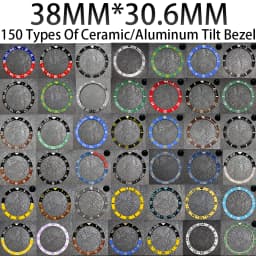 Sloping 38mm * 30.6mm Ceramic/Aluminum Blue Luminous Bezel GMT and Diving Watch Insert Fit for 40mm Watch Case Replacement Watch
