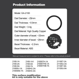 Watch Dial for GA2100 GA2110 Scale Ring Copper Dial For GA-2100 ga2110 DIY Modification kit Watch Parts ABS Hour Marker 2IN1