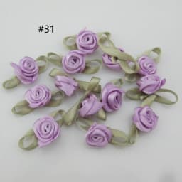 30 Colors For Choice 50Pcs Fashion Ribbon Rose Rosettes with Leaf Fabric Flowers Accessories DIY Crafts Sewing Supplies