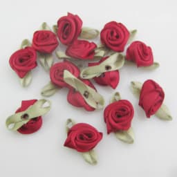 30 Colors For Choice 50Pcs Fashion Ribbon Rose Rosettes with Leaf Fabric Flowers Accessories DIY Crafts Sewing Supplies