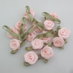 30 Colors For Choice 50Pcs Fashion Ribbon Rose Rosettes with Leaf Fabric Flowers Accessories DIY Crafts Sewing Supplies
