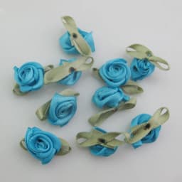 30 Colors For Choice 50Pcs Fashion Ribbon Rose Rosettes with Leaf Fabric Flowers Accessories DIY Crafts Sewing Supplies
