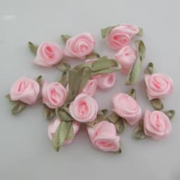 30 Colors For Choice 50Pcs Fashion Ribbon Rose Rosettes with Leaf Fabric Flowers Accessories DIY Crafts Sewing Supplies
