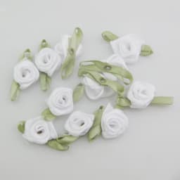 30 Colors For Choice 50Pcs Fashion Ribbon Rose Rosettes with Leaf Fabric Flowers Accessories DIY Crafts Sewing Supplies