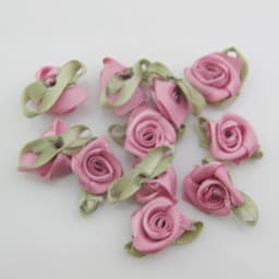 30 Colors For Choice 50Pcs Fashion Ribbon Rose Rosettes with Leaf Fabric Flowers Accessories DIY Crafts Sewing Supplies