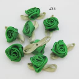 30 Colors For Choice 50Pcs Fashion Ribbon Rose Rosettes with Leaf Fabric Flowers Accessories DIY Crafts Sewing Supplies