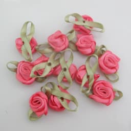 30 Colors For Choice 50Pcs Fashion Ribbon Rose Rosettes with Leaf Fabric Flowers Accessories DIY Crafts Sewing Supplies
