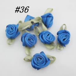 30 Colors For Choice 50Pcs Fashion Ribbon Rose Rosettes with Leaf Fabric Flowers Accessories DIY Crafts Sewing Supplies