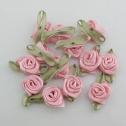 30 Colors For Choice 50Pcs Fashion Ribbon Rose Rosettes with Leaf Fabric Flowers Accessories DIY Crafts Sewing Supplies