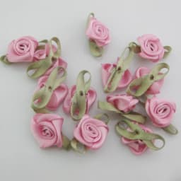 30 Colors For Choice 50Pcs Fashion Ribbon Rose Rosettes with Leaf Fabric Flowers Accessories DIY Crafts Sewing Supplies