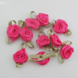 30 Colors For Choice 50Pcs Fashion Ribbon Rose Rosettes with Leaf Fabric Flowers Accessories DIY Crafts Sewing Supplies
