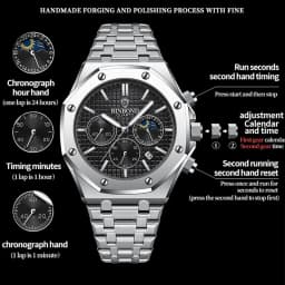 BINBOND Quality Men Watch Luxury High Man Quartz Wristwatch Waterproof Luminous Date Stainless Steel Men's Watches Casual Clock