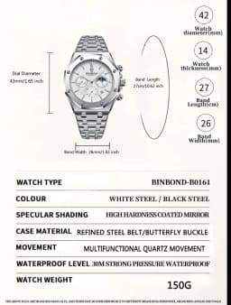 BINBOND Quality Men Watch Luxury High Man Quartz Wristwatch Waterproof Luminous Date Stainless Steel Men's Watches Casual Clock