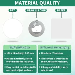 100Pcs High Capacity NTAG213 NFC Stickers Clear Label, Adhesive Rewritable Tags for All NFC-Enabled Mobile Phones & Devices