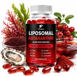 Liposomal Astaxanthin Capsules, with Phosphatidylcholine, Support Antioxidant, Brain, Eye, Cardiovascular, Joint & Skin Health